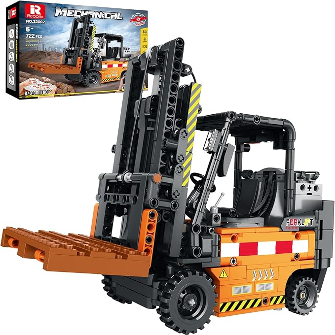 Forklift Truck Building Block Kit,RC Forklift Toys APP Remote Control Construction Machinery Set 22002, Shelf Lifted Truck,Educational Engineering Stem Building Toys for Boys Girls,722 PCS