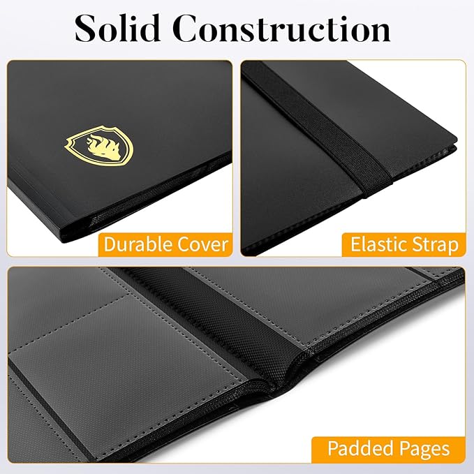 Heavy Duty Card Binder, Fabmaker 9 Pocket Trading Card Binder Holds 360 Cards, Sleek Side-Loading Card Album, Sturdy Card Collection Folder for TCG, MTG, Yugioh, Other Game Cards, Sport Cards, Pink