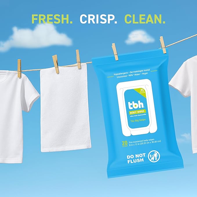 TBH Kids XL Wipes for Kids and Teens –Extra Large Wipes, Alcohol Free Disposable Washcloths, Unscented Cleansing Cloths for Teen Girls & Boys – 3 pk (60ct total)
