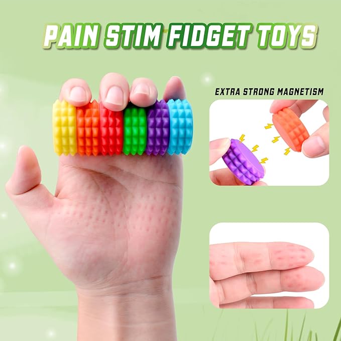 Magnetic Little Ouchies Pain Fidget Toys,Pain Stim Fidget Sensory Toys for Adults Stress Anxiety Relief,Small Quiet 3D Printed Fidgets Spiky Grippie Toy Office Workers Gifts (1 PCS Blue)