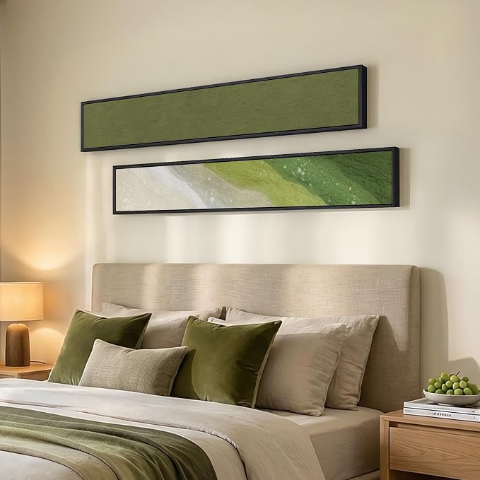 Framed Sage Green Abstract Long Narrow Wall Art Decor for Hallway, 2 Piece | Long narrow, Canvas prints, Abstract pictures, Vertical, Sage green, Minimalist artwork, Living room, Entryway wall decor