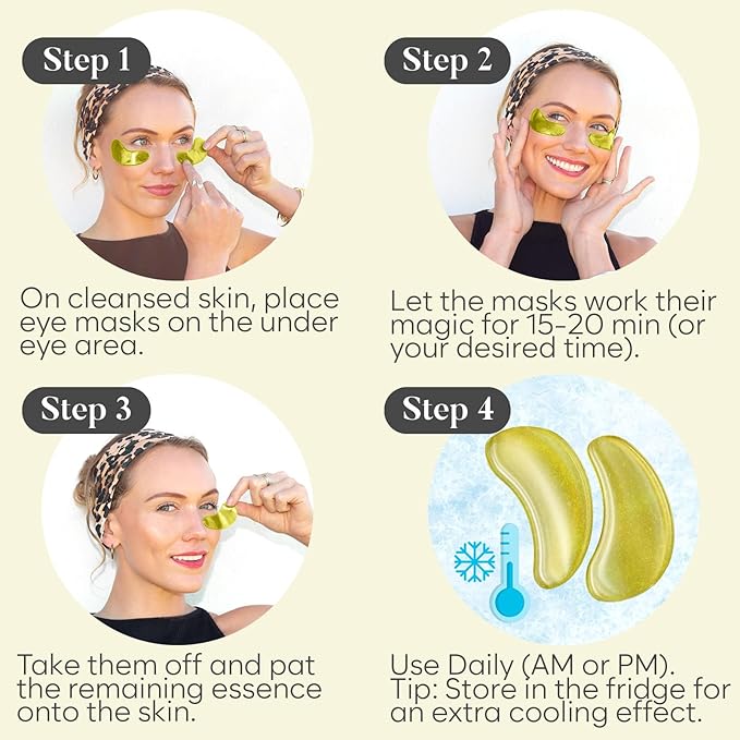 AURAE Green Tea Under Eye Patches (30 Pairs) - For Dark Circles & Puffiness - Hydrating Green Tea Eye Mask