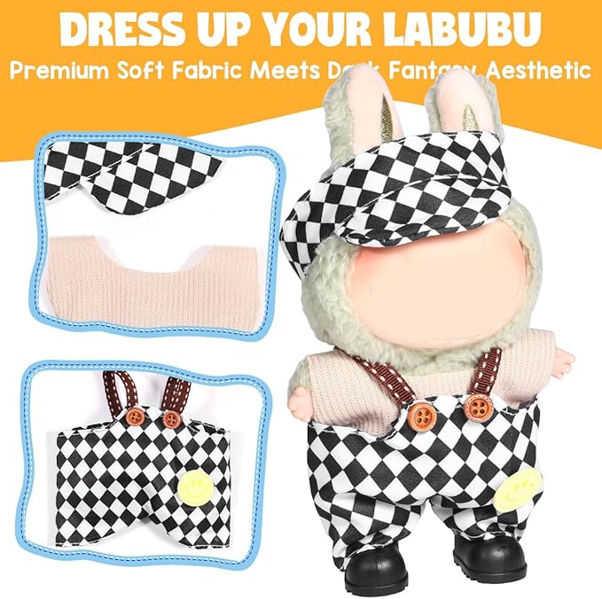 AICase for 17cm Doll Clothes/Outfit,Clothing Set for 17cm Doll,3 Piece Set Hat Clothing,Boys and Girls Stylish Adorable Clothes Accessories _04