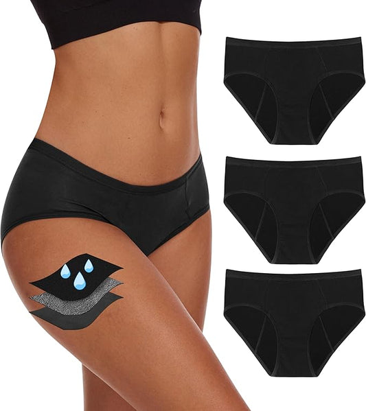 YESWEL Period Underwear For Women, Leakproof Hipster, Brief, Heavy Flow, 3 Pack