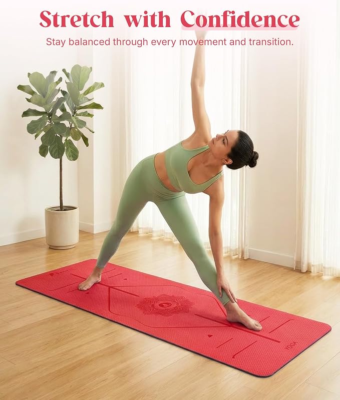ROMIX Pro Yoga Mat Thick 6mm (1/4 inch), 72"L x 24"W Non-Slip Workout Mat with Alignment Lines, Large Yoga Mats for Women Men With Carry Bag, Exercise Mats for Home Workout Training Equipment