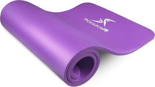ProsourceFit Extra Thick Yoga and Pilates Mat 1/2” (13mm) or 1" (25mm), 71-inch Long High Density Exercise Mat with Comfort Foam and Carrying Strap