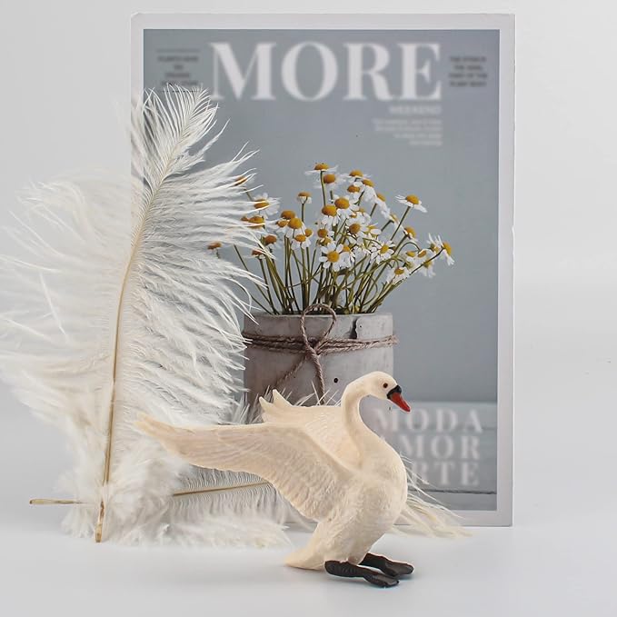 LC JoyCre Goose Toy Swan Toy 3.5 Inch Big White Swan Figurine Animal Figure for Toddlers Preschool Animals Figures Eduactional Project Diorama Model for Kids 3 4 5 6
