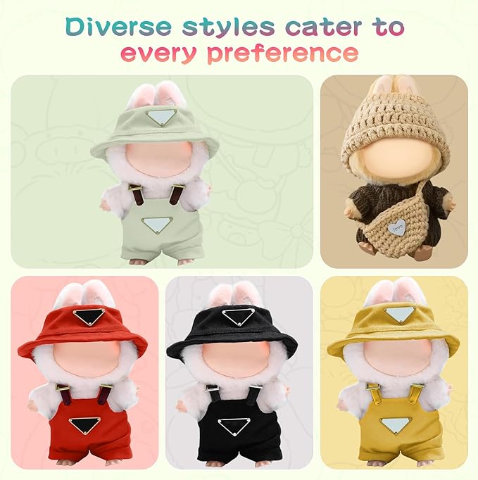 17cm Clothes Set (NO Doll): Hat & Overalls Set for 17cm Accessories Suit - Stylish Adorable Dolls Clothes Accessories - Cute Clothes for Dress up Unique Style (ZL-C002)