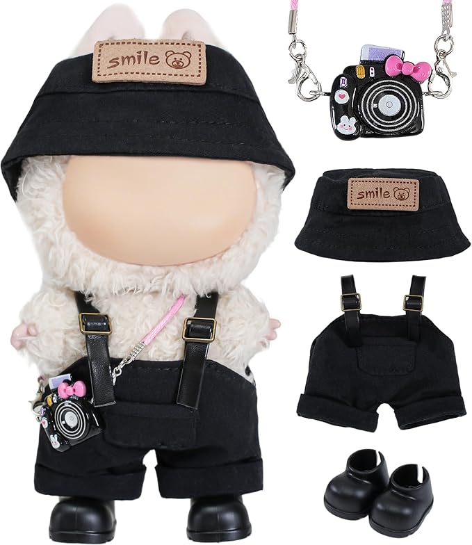 5 Piece Cute Doll Clothes 17 cm Outfit Blind Mystery Accessories Mini Stuff Dress Overalls Hoodie Pajamas Black