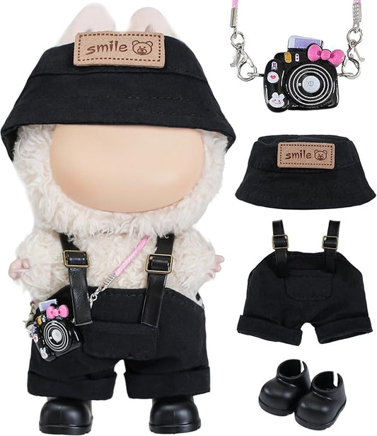 5 Piece Cute Doll Clothes 17 cm Outfit Blind Mystery Accessories Mini Stuff Dress Overalls Hoodie Pajamas Black