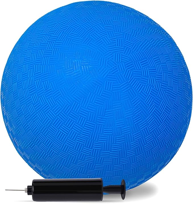 LovesTown Inflatable Playground Ball, 8.5 Inch Dodgeballs Blue Kickballs with Air Pump, for 4 Square Ball Games, Indoor & Outdoor Sports Toys