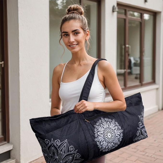 Yoga Mat Bag Yoga Mat Carrier with Shoes Compartment & Wet Pocket Pilates Bag with Zipper Pockets & Yoga Mat Holder Strap Yoga Bags and Carriers Fits All Your Stuff