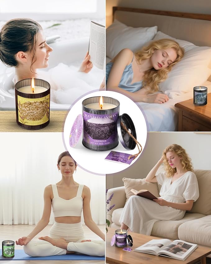 Scented Candles for Home, 8oz Soy Candle, 50H Burn, Sea Salt & Sage Aromatherapy, White Candle in Gift Box, Perfect for Birthday, Mother's Day, Christmas