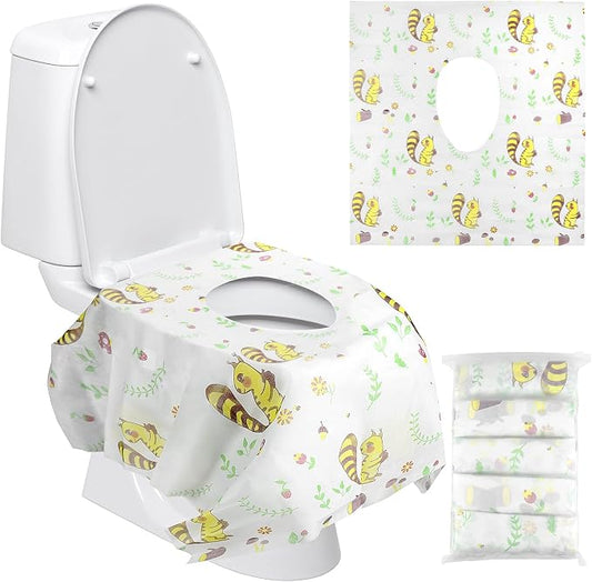 Disposable Toilet Seat Covers 20 Pack - Extra Large Waterproof Potty Covers for Public Restroom & Potty Training, Travel Must Haves & Airplane Essentials, Non-Slip