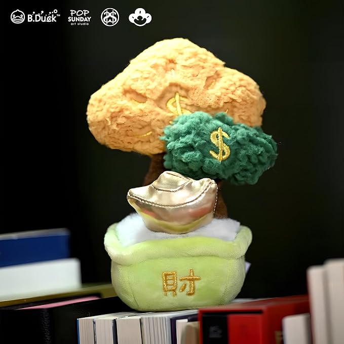 B.Duck x POP Sunday Plush Blind Box Collectible Figure - Shake Money Tree Plush Series (6 PCS) Chinese Good Luck Decor for Desk&Home Art Decor Gift for Collectors