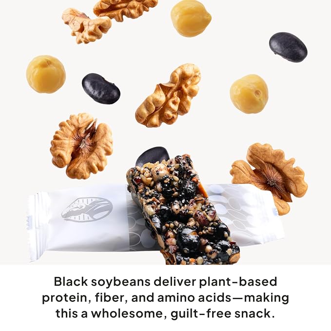 Korean Food Vegan Black Soybean Snack Bar, Grains & Nuts, 24Ct Pack Set | Roasted grains and nuts bound with bellflower, ginger, and rice syrup in convenient snack bars
