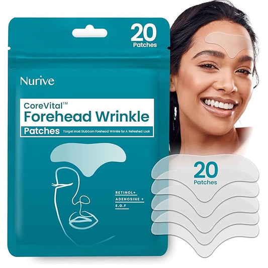 Advanced Wrinkle Patches 20ct Smile Line, Frown Line Wrinkle Patches for Facial Korean Skin Care Face Wrinkle Tape Invisible Overnight with Retinol & Collagen (Large (Forehead))