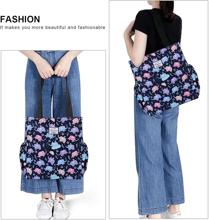 KAMO Floral Tote Bag - Waterproof Lightweight Handbags Travel Shoulder Bag for Hiking Yoga Gym Swimming Travel Beach