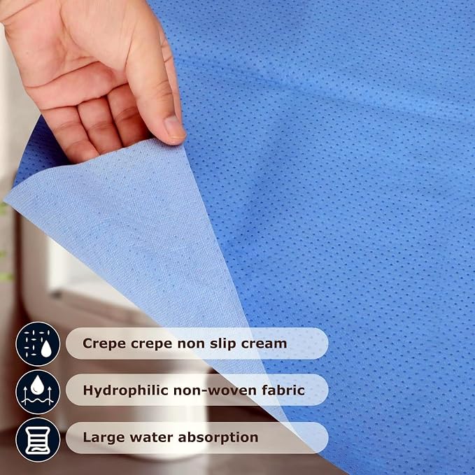 Blue Upgraded 25 Pack Disposable Toilet Mats,Super Absorbent Toilet Training Mat for Kids & Adults,Non-Slip Pads for Bathroom Floor,U-Shaped Potty Training Rug,Around Toilet Urine Protector 24"x22"