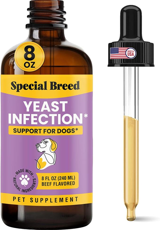 Natural Yeast Infection Relief for Dogs – Itchy Skin & Ear Treatment, Supports Allergy & Immune Health, Reduces Itching, Irritation & Inflammation, Liquid Drops, 8oz