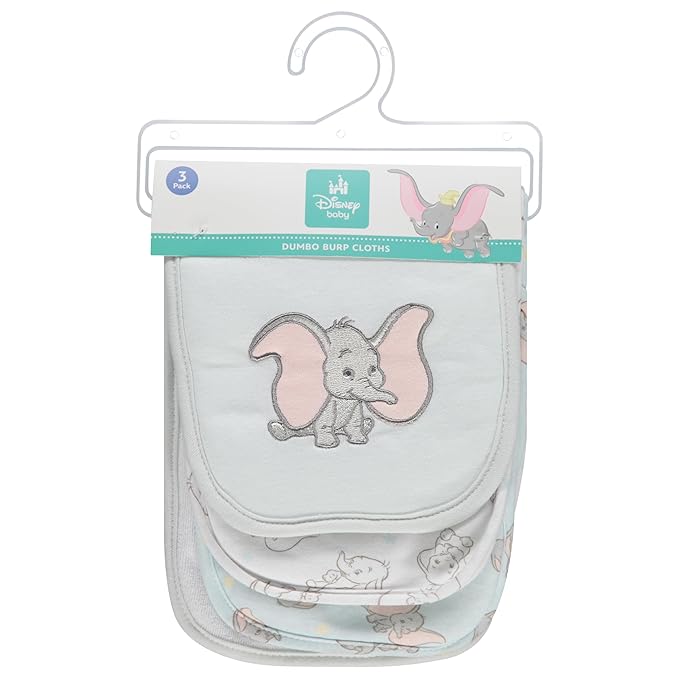 Disney Baby Burp Cloths 3 Pack – 100% Cotton – Mickey Mouse, Minnie Mouse, Winnie The Pooh, Dumbo – Soft & Absorbent Newborn Essentials for Boys & Girls