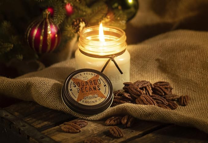 Sugared Pecans Scented 8 Oz Soy Aromatherapy Candle w/Jar - Four Points Trading Co.