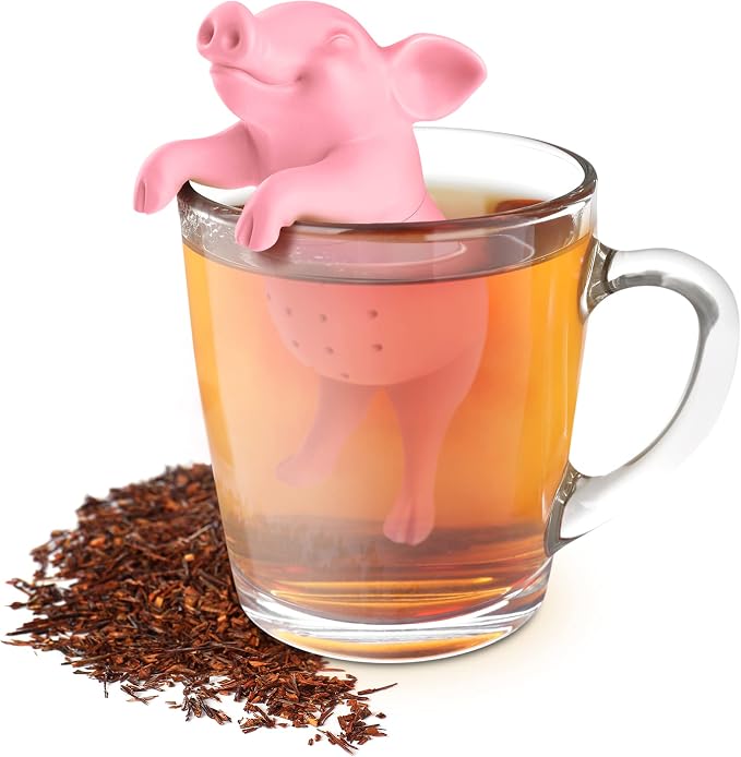 Genuine Fred, HOT BELLY, Pig Reusable Silicone Tea Infuser, Pink, Fun Gift for Tea Lovers, Clever Kitchen Gadget