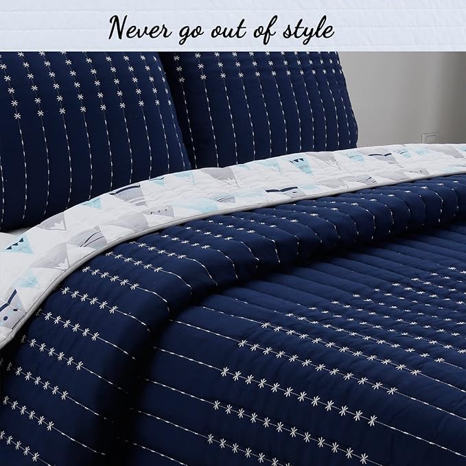 Cozy Line Home Fashions Summit Blues Snowy Alps Pike Winter Mountains Polyester Reversible Quilt Bedding Set, Coverlet, Bedspread (Twin - 2 Piece)