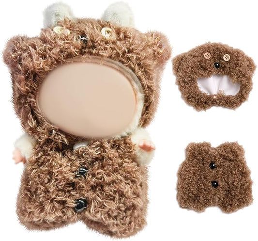 17cm Doll Clothes, Clothes for Dolls Outfit, Accessories for Dolls Clothes, Cute Clothes Set for Doll,No Doll Included(Dark Brown Bear)