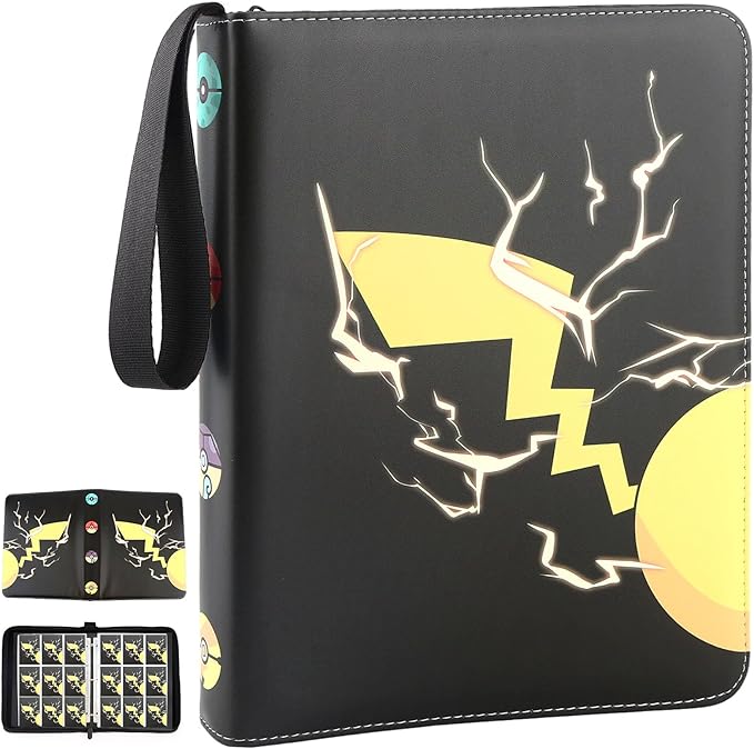 Card Binder 9-Pockets, 900 Pockets Card Holder with 50 Removable Sleeves, Trading Card Collector Zipper Album Holder, Black