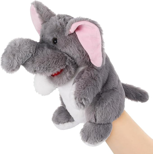 Animal Hand Puppets 11 Inch Sea Turtle Plush Dinosaur Animals Hand Puppet Toys Role-Play Toy Puppets for Kids Storytelling Imaginative Pretend Play Teaching Preschool(Elephant)