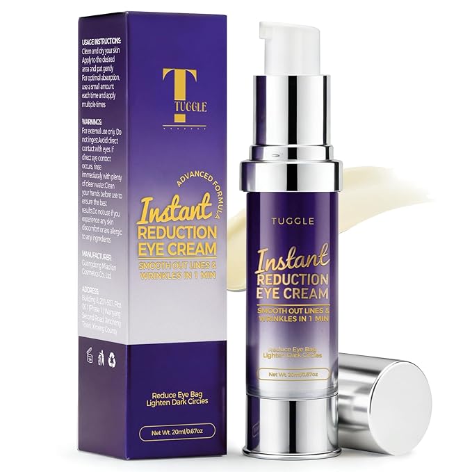 Tuggle Instant Eye & Face Tightening Serum, Instant Face Lift Cream Rapid Improve Under Eye Bags and Puffiness, Tightener Wrinkles & Fine Lines Fast, for Women & Men in Minutes, 0.67 oz
