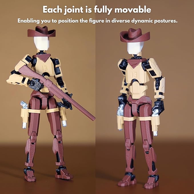 Western Cowboy t13 Action Figure｜Assembly Completed｜ 3D Printed Dummy 13 for Collectors｜Lucky 13 Gift for Friends