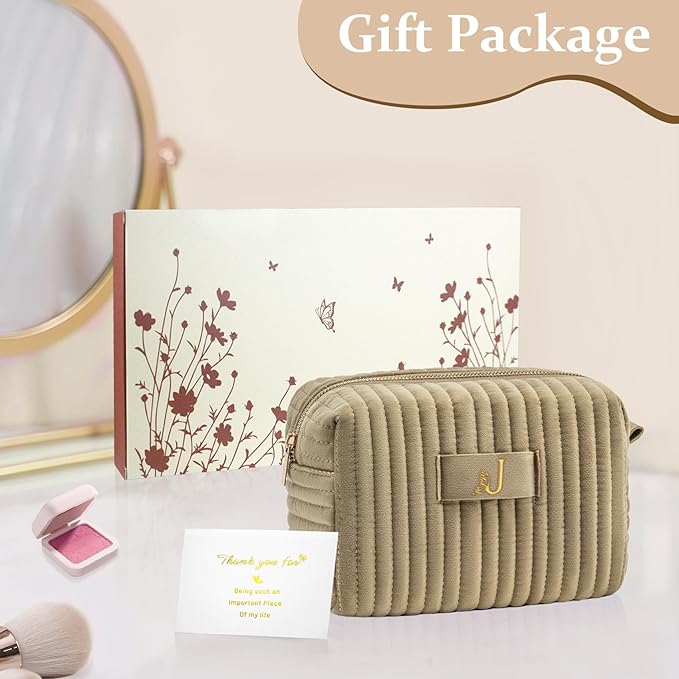 COSHAYSOO Sister Birthday Gifts for Women Best Friend Bestie Friendship Fashion Makeup Bag Make Up Cosmetic Pouch Travel Size Toiletries Skin Care Essentials Organizer Velvet Initial Letter J