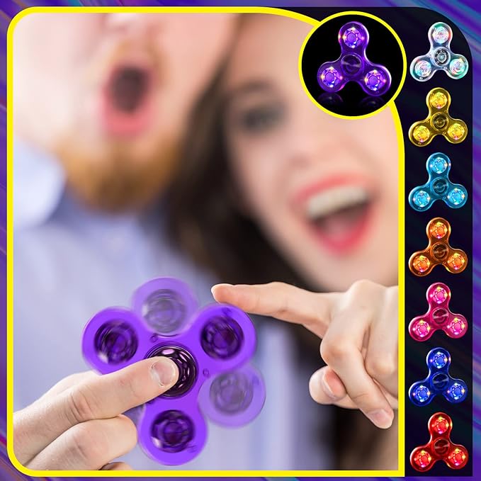 Lewtemi 20 Pcs Fidget Light up Spinners Bulk LED Hand Fidget Adults Glow in The Dark Spinners Party Birthday Gifts Goodie Bag Stuffers Back to School Classroom Prize Return