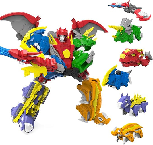 Dinosaur Combined Robot Toys, 6-in-1 Deformation Robot, 10-in Take Apart Robot Figures, Disassembly Toys for Boys & Girls Age 6+ (10IN)