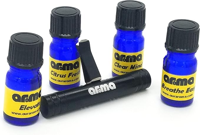 Our Aroma Cylindrical Car Diffuser Vent Clip for Essential Oil Aromatherapy or Car Fragrance Diffuser with Fragrance Oils - 2 Aluminum Diffuser & 10 Unscented Refill Sticks