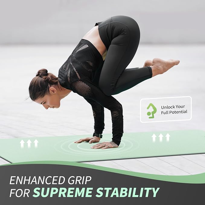 CAMBIVO Yoga Mat for Women Men Kids, 1/3 & 1/4 & 2/5 Inch Extra Thick Yoga Mat Non Slip, 72" x 24" TPE Yoga Mats, Workout Mat with Carrying Strap for Yoga, Pilates and Floor Exercises