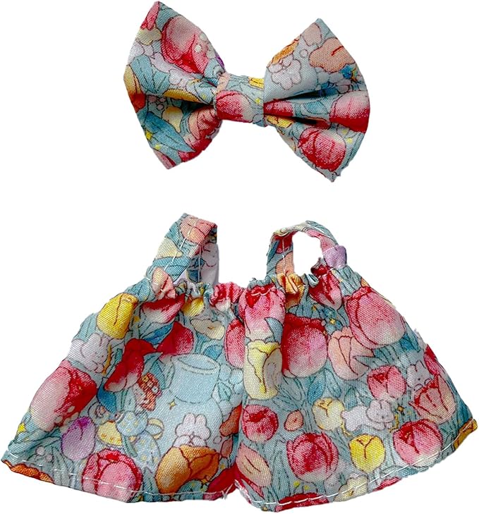 Doll Clothes Set for 15cm 17cm Fantasy Dolls - Cute Flower Dress&Bow Accessories,Outfit Clothing Set