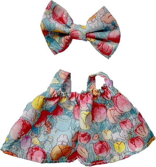 Doll Clothes Set for 15cm 17cm Fantasy Dolls - Cute Flower Dress&Bow Accessories,Outfit Clothing Set