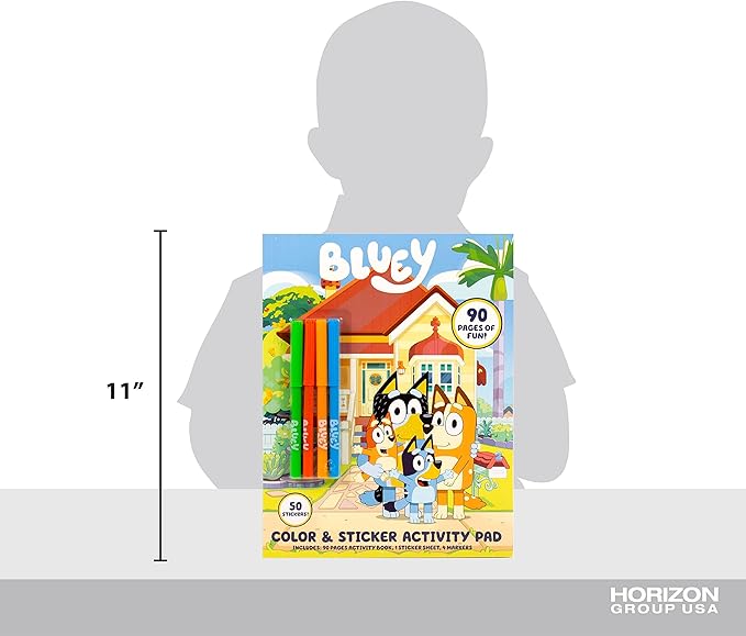 Horizon Group USA Activity Book for Kids, Coloring and Sticker Games for Children, Includes Markers, Bluey