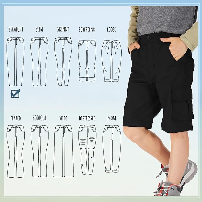 linlon Kids' Cargo Pants, Boy's Casual Outdoor Quick Dry Waterproof Hiking Climbing Convertible Trousers #9016