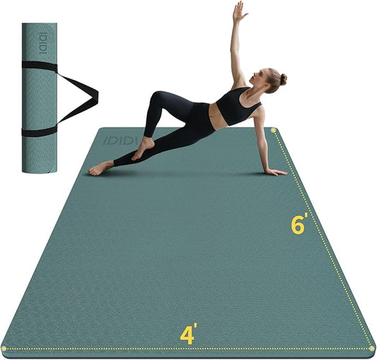 Large Yoga Mat (6'x 4')-POE 0.28''/0.32''/0.4'' Thick Fitness Mat, Eco-Friendly Exercise Mat for Home Workouts, Ideal for Yoga and Pilates