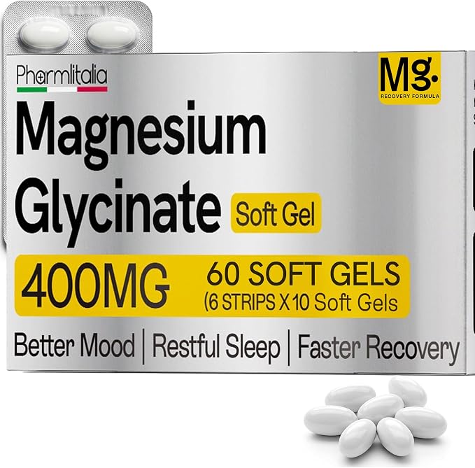 Magnesium Glycinate Softgels 400mg - 60 Soft Gels - High Absorption Magnesium Glycinate for Better Sleep, Muscle Recovery & Relaxation - Better Mood, Restful Sleep, Faster Recovery