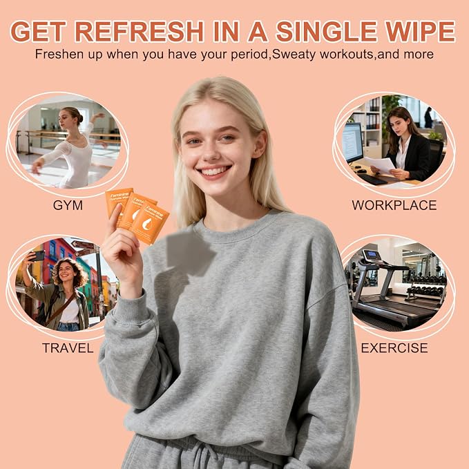 twoworld 50 Feminine Wipes Flushable Travel Individually Wrapped | Travel Wipes for Women,Feminine Care Wet Wipes Travel Size Vaginal Wipes for Adult,Girl and Homeless(Lavender)