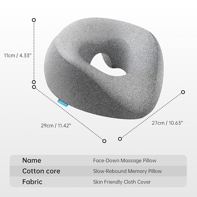 MOONYOOY Face Down Pillow with Face Cradle Pad, Massage Headrest for Bed, BBL Pillow After Surgery Post Eye Surgery Vitrectomy Recovery - Comfortable Support for Faster Healing & Pain Relief