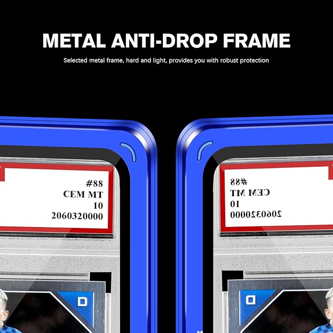 Magenetic Trading Card Slab Protector - Premium Aluminum Graded Card Showcase, Graded Slab Protector with UV-Resistant Tempered Glass, Personalized Slab Bumper for Collectors, Light Blue