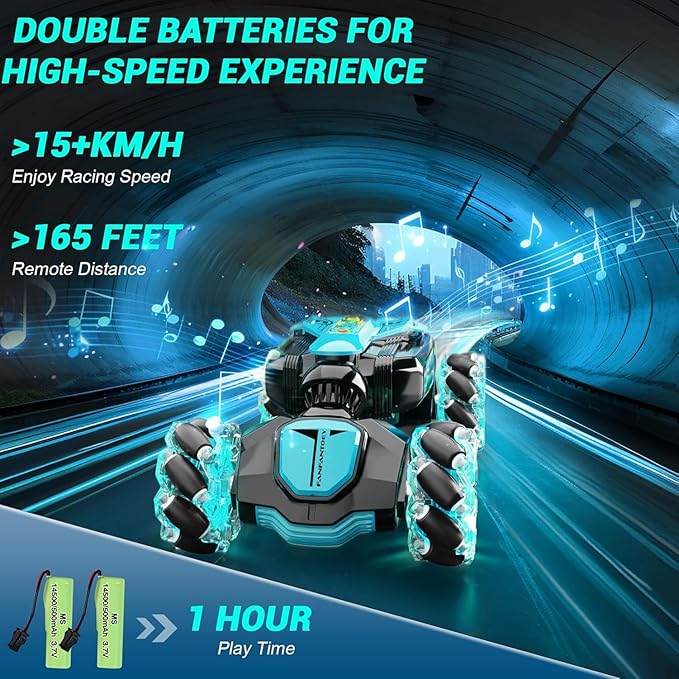 Gesture Sensing Rc Stunt Car,Remote Control Transform Car 2.4ghz 4WD 360° Rotating Drift RC Cars with Lights & Music,Kids Toys for Boys 6-8,Ideas Gifts for Kids Age 5 7 9 10 11 12 Years Old