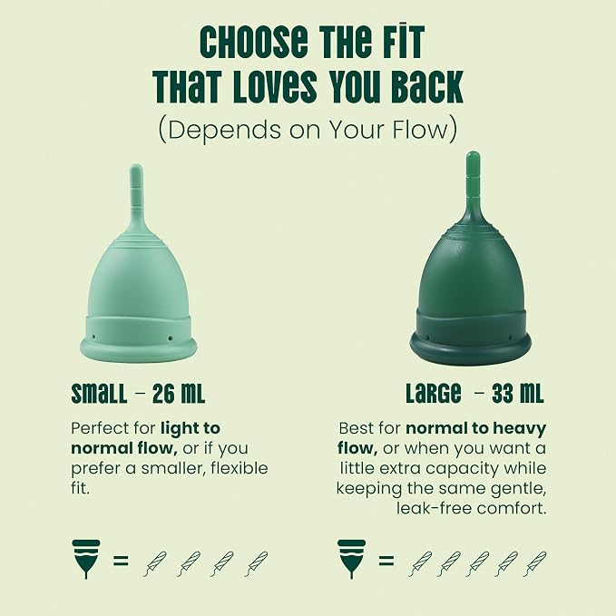SHORDY Active Menstrual Cups - Reusable Period Cups Small & Large | Easy removal, medical grade silicone, Day & night leakproof, Active lifestyle, Pads & disc alternative Copas menstruales