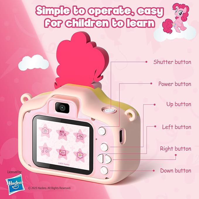 My Little Pony Kids Camera Toys for 3-12 Years Old Children, Hasbro Kids Digital Camera for Girls Boys,48MP Dual Lens HD 1080P IPS Screen Digital Toy Camera for Toddlers Christmas Birthday Gifts